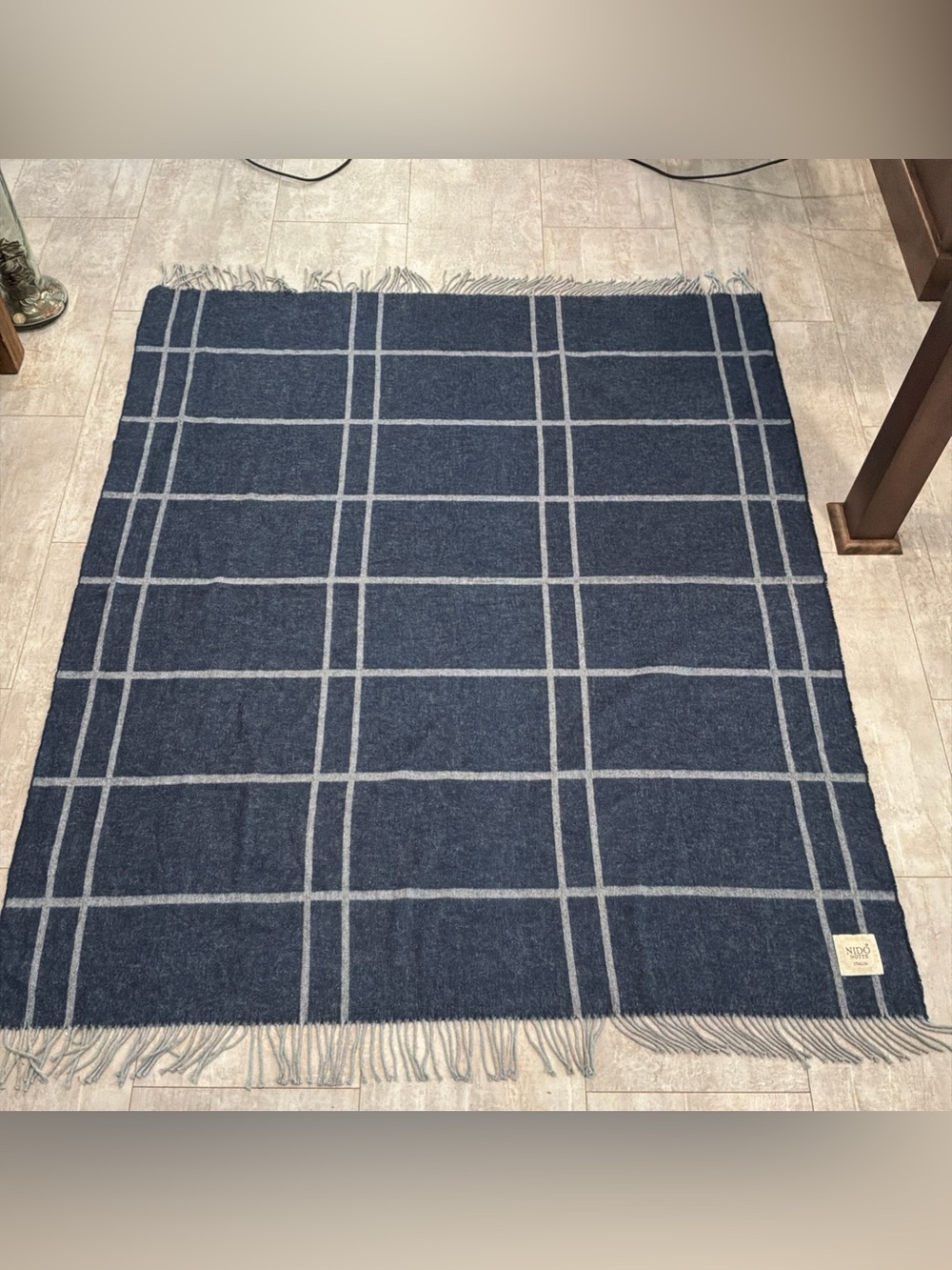 Nido Notte Italia Throw Blanket Made in Italy Fringed Cotton Blend 59”x52”
